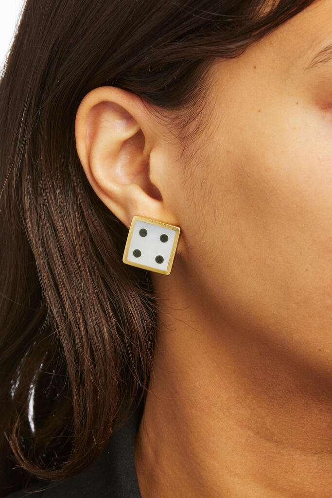TIFFANY & CO.: A PAIR OF 18K GOLD, MOTHER-OF-PEARL AND ONYX EARRINGS