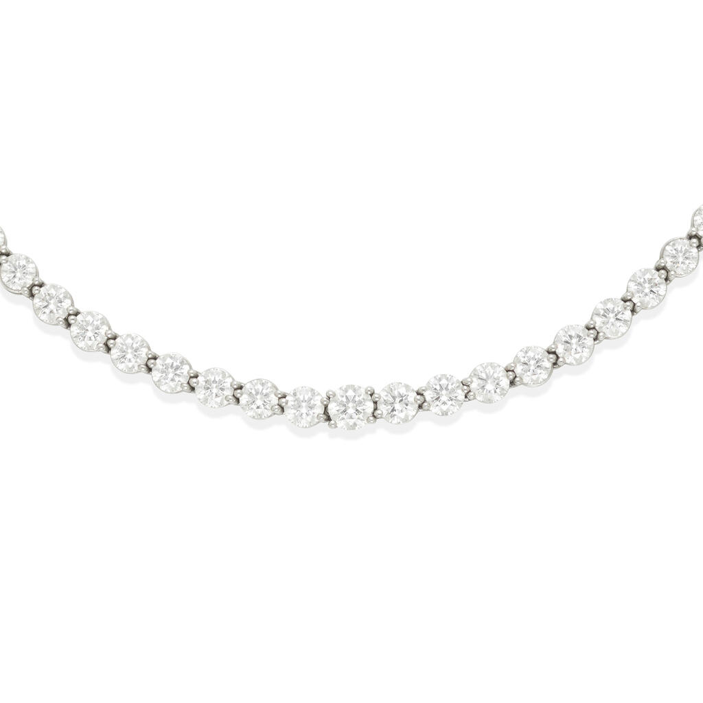 TIFFANY & CO.: A PLATINUM AND DIAMOND 'VICTORIA' NECKLACE