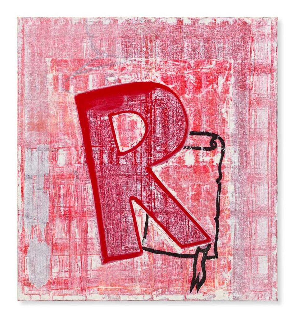 Un « R» en rose sur une toile (a pink ‘R’ on a canvas)