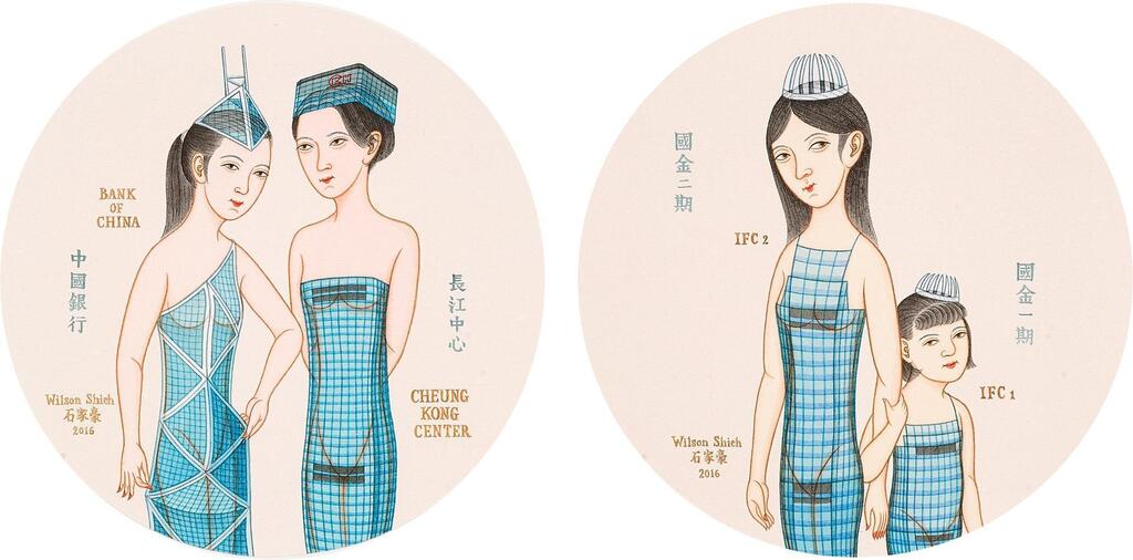 Bank of China, Cheung Kong Center, IFC1 and IFC2 (Two Works) 中國銀行，長江中心，國際金融中心1期與國際金融中心2期（兩幅作品）