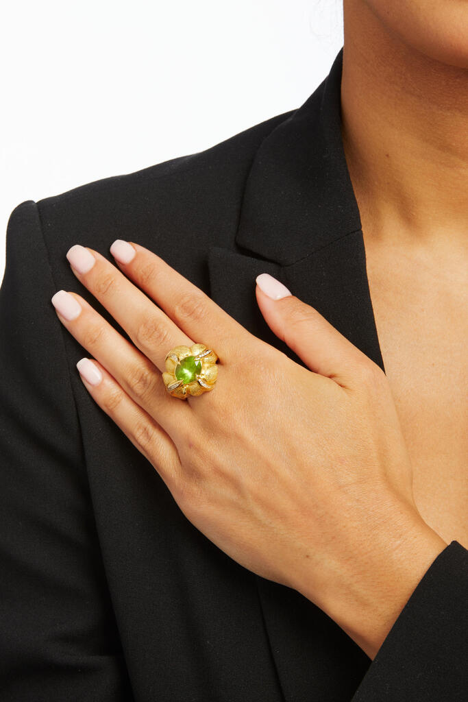 FOUTS: A GOLD, STONE AND DIAMOND RING