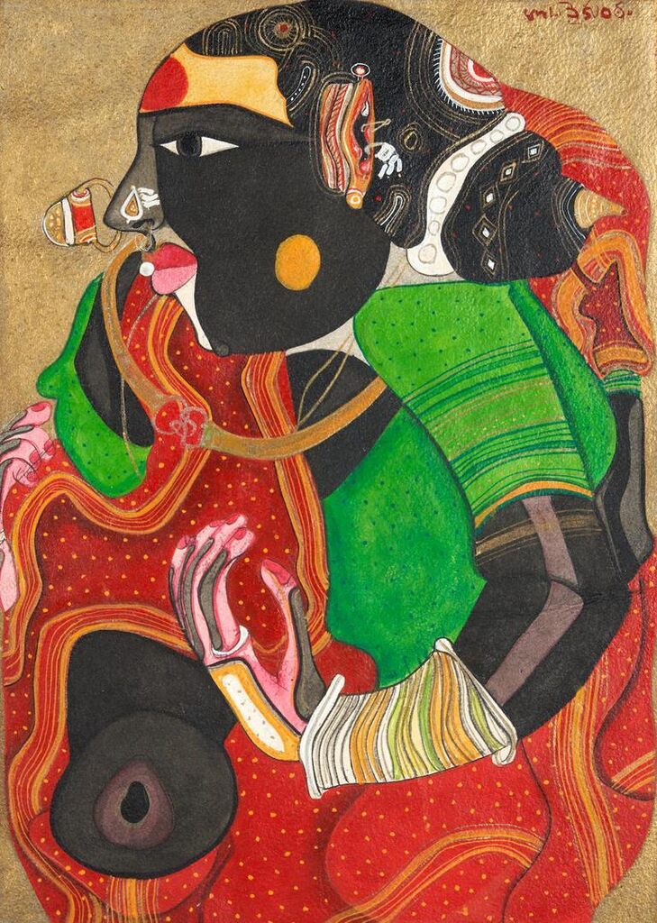 A Portrait of a Woman in Green & Red