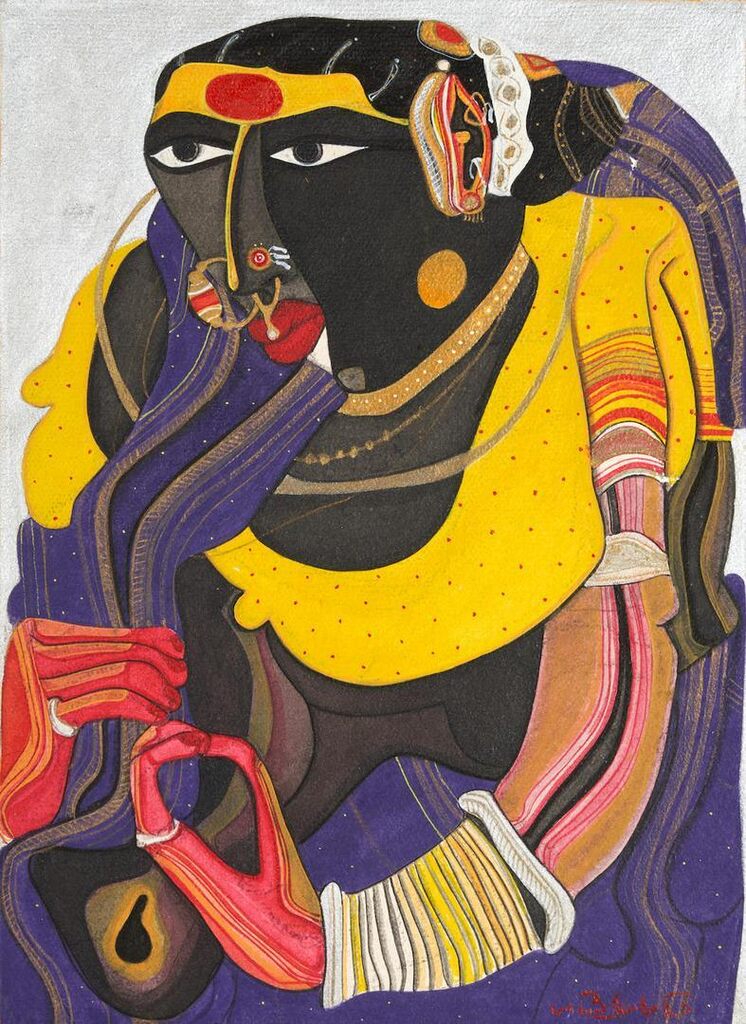 A Portrait of a Woman in Purple & Yellow