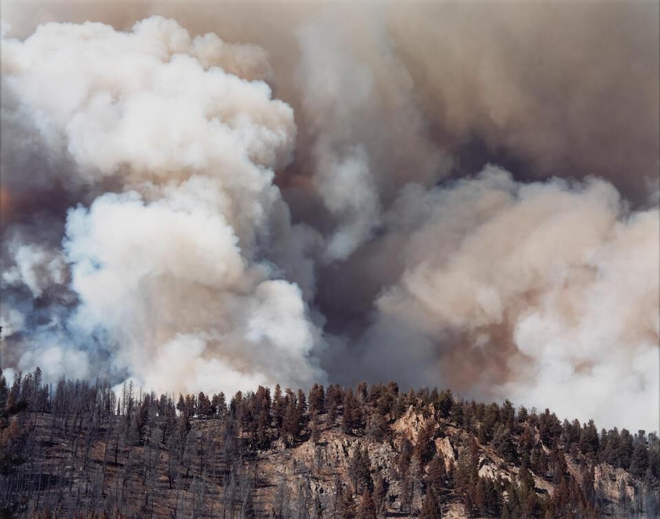 Smoke above Fisher Creek, Valley Road Wildfire 40,838 Acres Burned, Custer County, Idaho