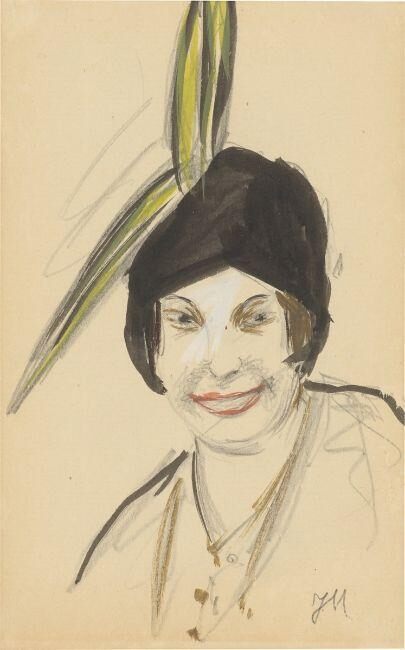 Woman with hat and feathers