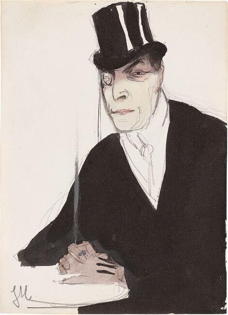 Portrait of a man with tophat and monocle
