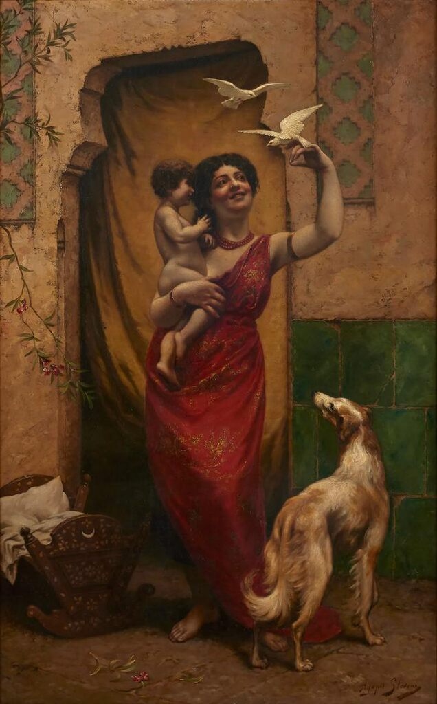 Woman with doves