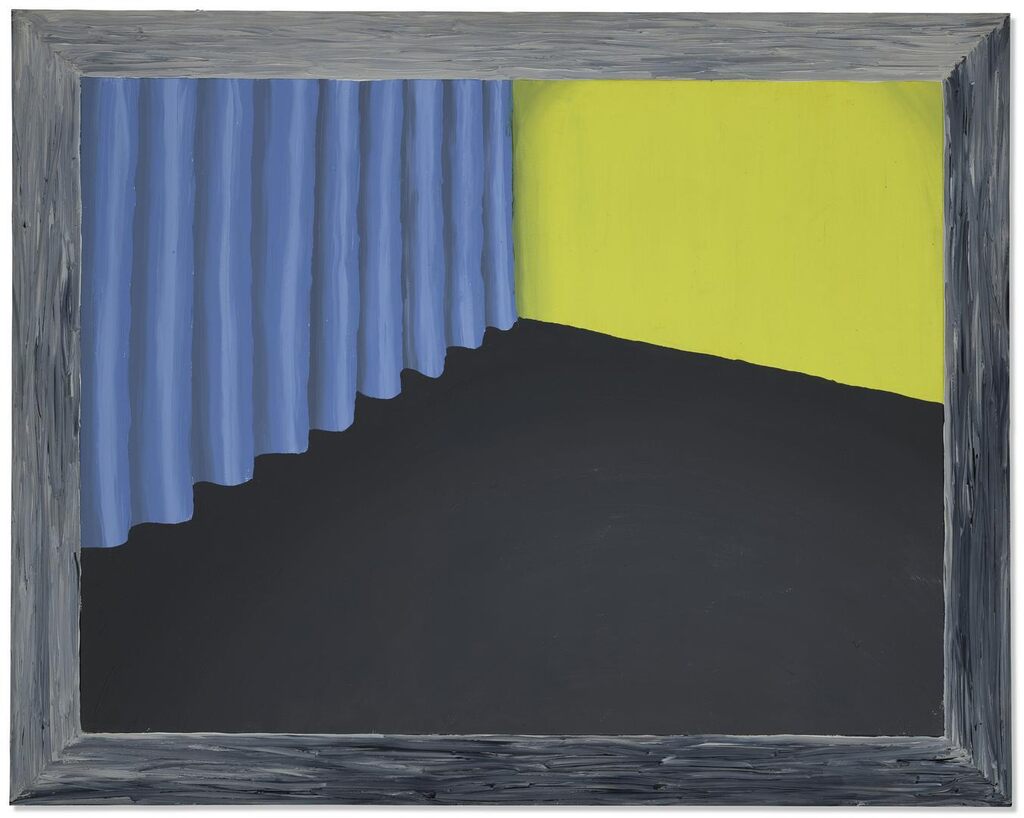 Interior with Blue Curtain
