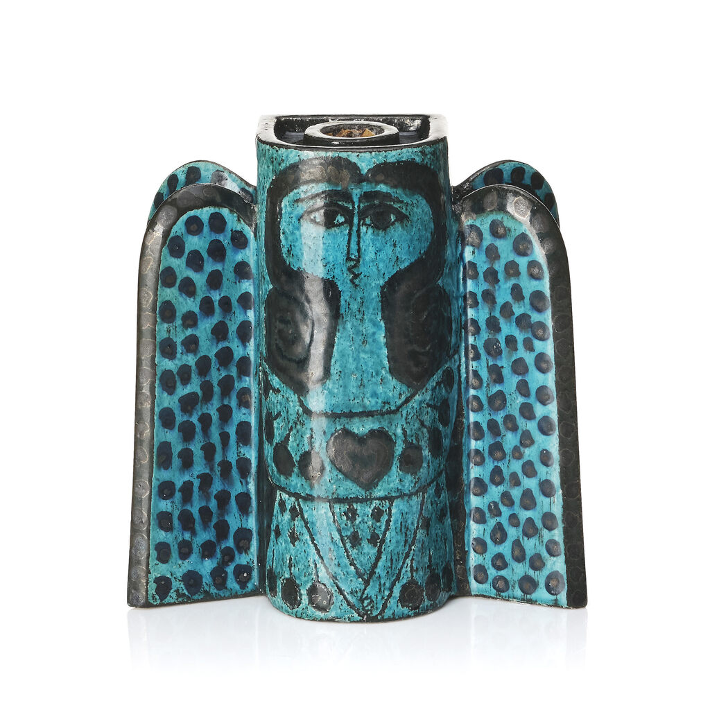 Birger Kaipiainen, A faience sculpture/ candlestick, Rörstrand, Sweden 1950s