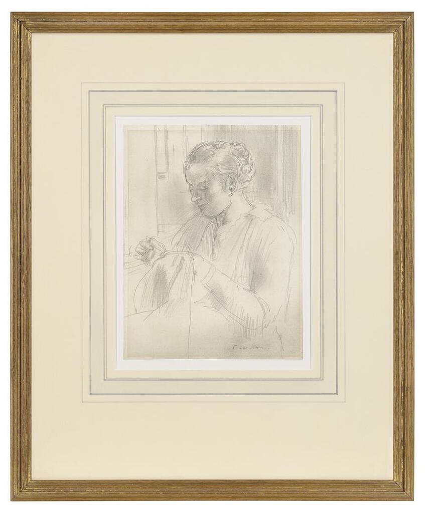 Study of a girl sewing