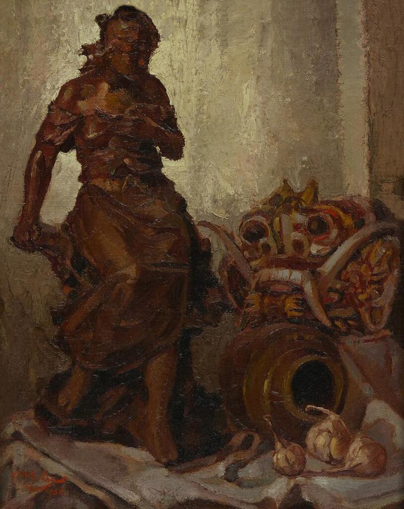 East Meets West, Topeng Mask and Statuette of a Girl