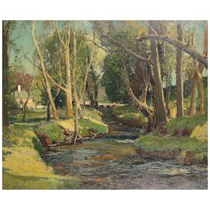 Samuel John Lamorna Birch, RA, RWS, RWA (British, 1869-1955) A woodland stream