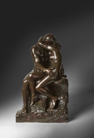 Le Baiser, 2ème réduction 23 5/8 x 14 1/2 x 18 1/2 in (60.2 x 36.8 x 47 cm) (Conceived in 1886, this reduced version in 1904, this bronze version cast by the Barbedienne Foundry between 1904 and 1918.)
