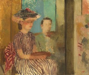 Victor Pasmore R.A. (British, 1908-1998) The Painting Lesson 50.8 x 61 cm. (20 x 24 in.) (Painted in 1939)