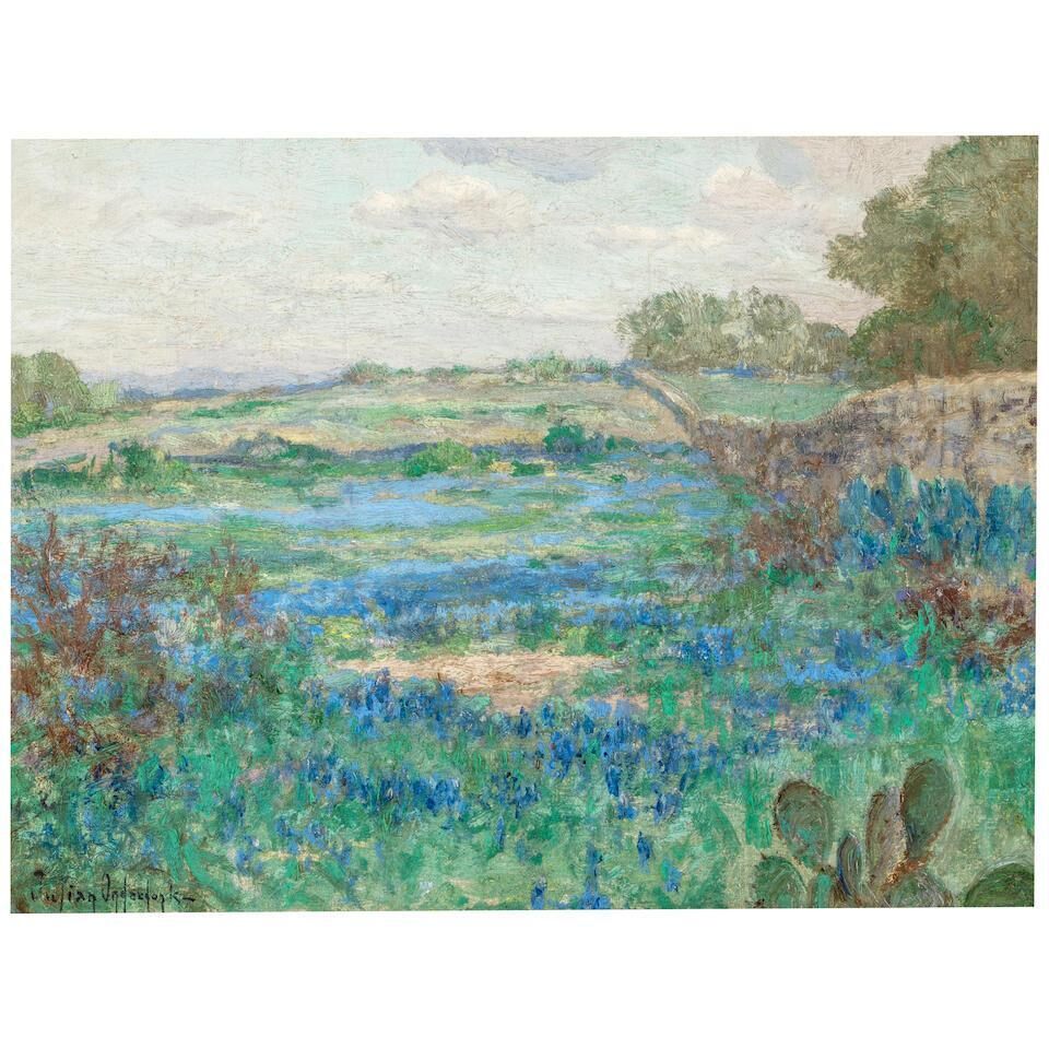 Landscape with Cactus and Bluebonnets