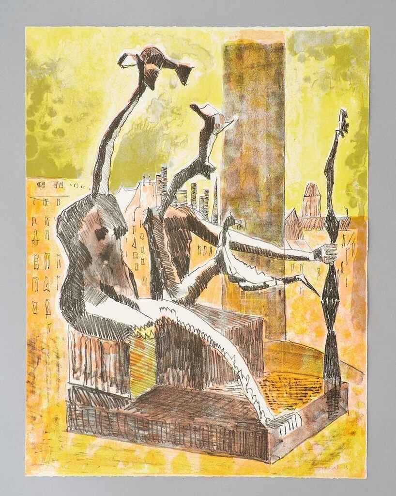 Untitled (Max Ernst on Pompidou Terrace with the Old Parisian Houses)