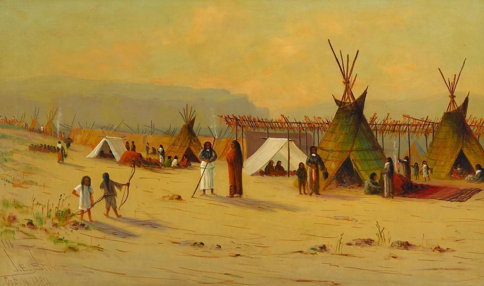 Indian Salmon Fishing Camp at Celilo on the Columbia River, Oregon
