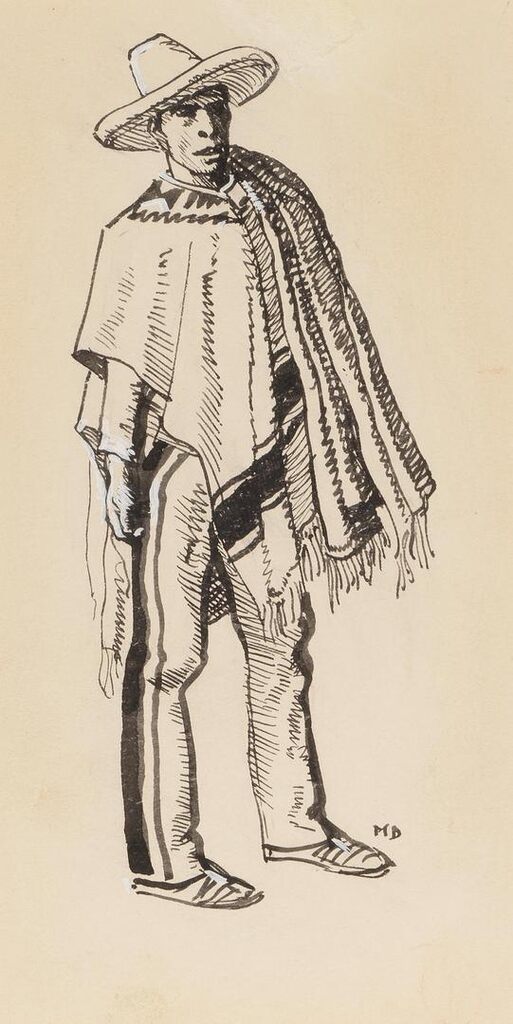 Costume Sketch: Man with Poncho (Tucson circa 1860-1880)