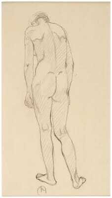 Nude, design for "Back view nude with veiled figures"