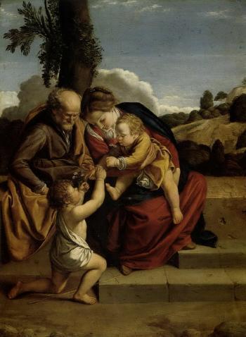 The Holy Family with the infant Saint John the Baptist in a landscape