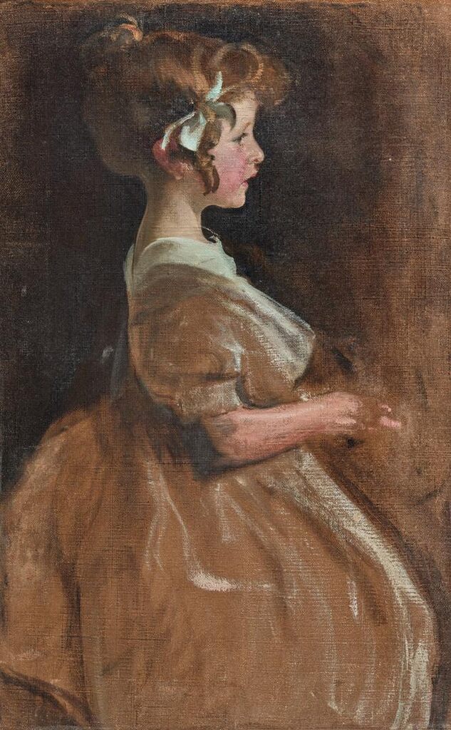 Lollotte or Portrait of Charlotte Aman-Jean née Simon (1897-1994), seated in profile