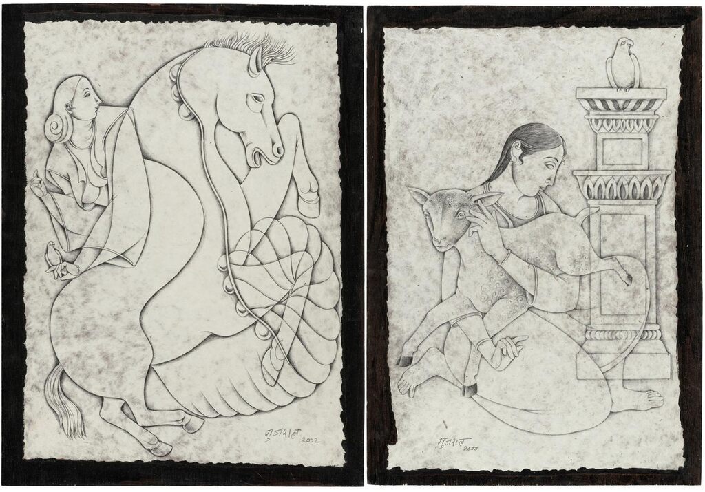 Untitled (Girl and Horse); Untitled (Girl and Lamb)