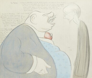 "The Patron", pencil and watercolour drawing, 1920, framed and glazed