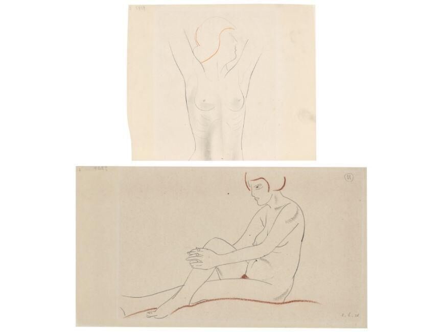 Sitting female nude with crossed legs / Sitting female nude with cocked legs / Standing female nude with crossed legs / Standing female nude