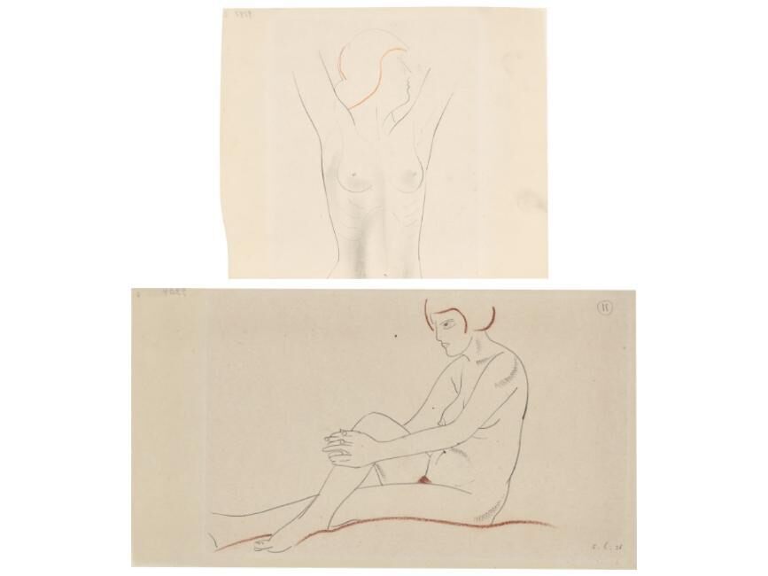 Sitting female nude with crossed legs / Sitting female nude with cocked legs / Standing female nude with crossed legs / Standing female nude