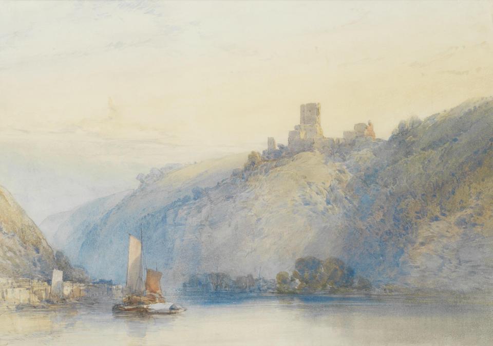 View of a castle ruin on the Rhine