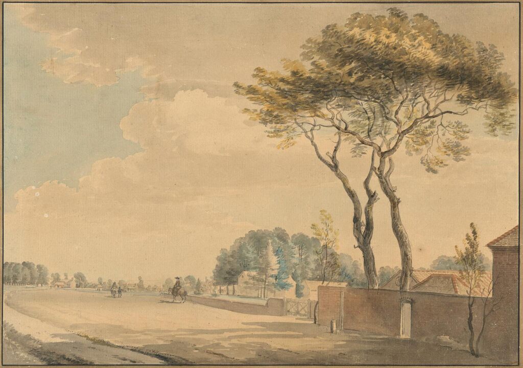 South east view of the grounds of Sir John Elwill's house: Elvill's, Englefield Green, near Egham, Surrey