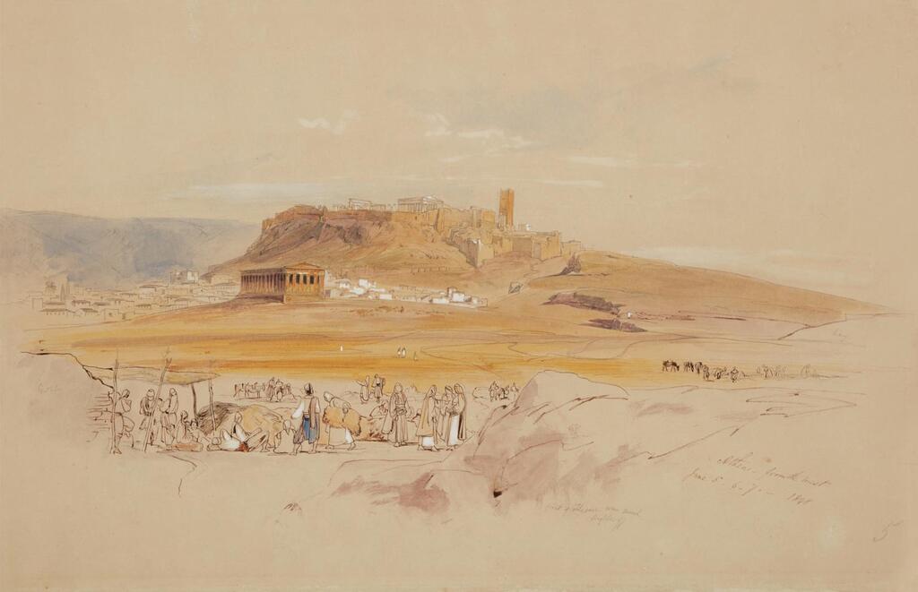 View of the Acropolis and the temple of Hephaistos, Athens
