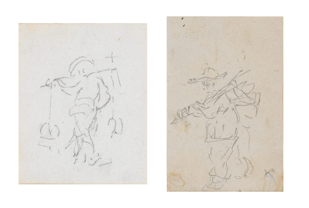 Chinese figure studies, a set of two