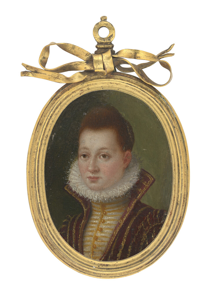 Portrait of a lady, bust-length, in a gold embroidered bodice with a high collar and a ruff