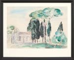 Paysage méditerranéen  Crayon et aquarelle sur papier signé en bas à droite 43,5 x 30 cm Rapport de condition : Encadré