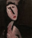 Femme 1965 Huile sur toile signée en bas à droite, contresignée et datée au dos de la toile, titrée sur le châssis 56 x 46 cm  « Dans une voie peu fréquentée hormis par Rouault, Soutine et Permeke, Ma