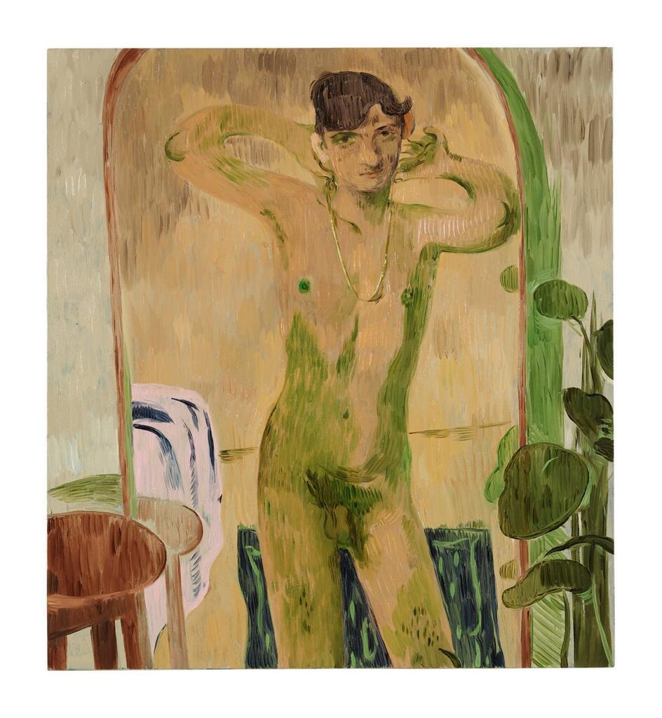 Boy With Neck Chain and Plant
