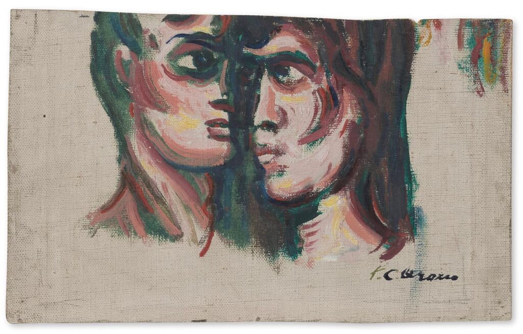 Two Heads (study for Prometheus Mural at Pomona College)
