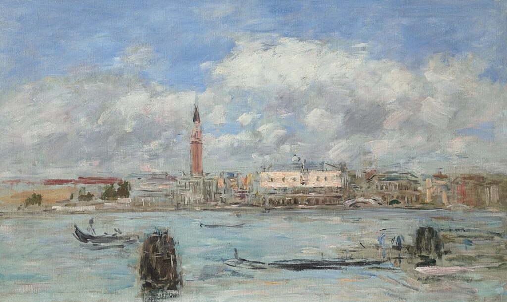 Eugène Boudin, Venise, le campanile, le Palais Ducal et la Piazzetta vue prise de San Giorgio (esquisse)