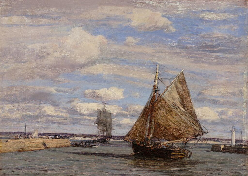 Honfleur, barque de pêche sortant du port
