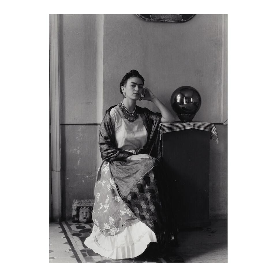Frida Kahlo with Globe (in Manuel Alvarez Bravo's studio)