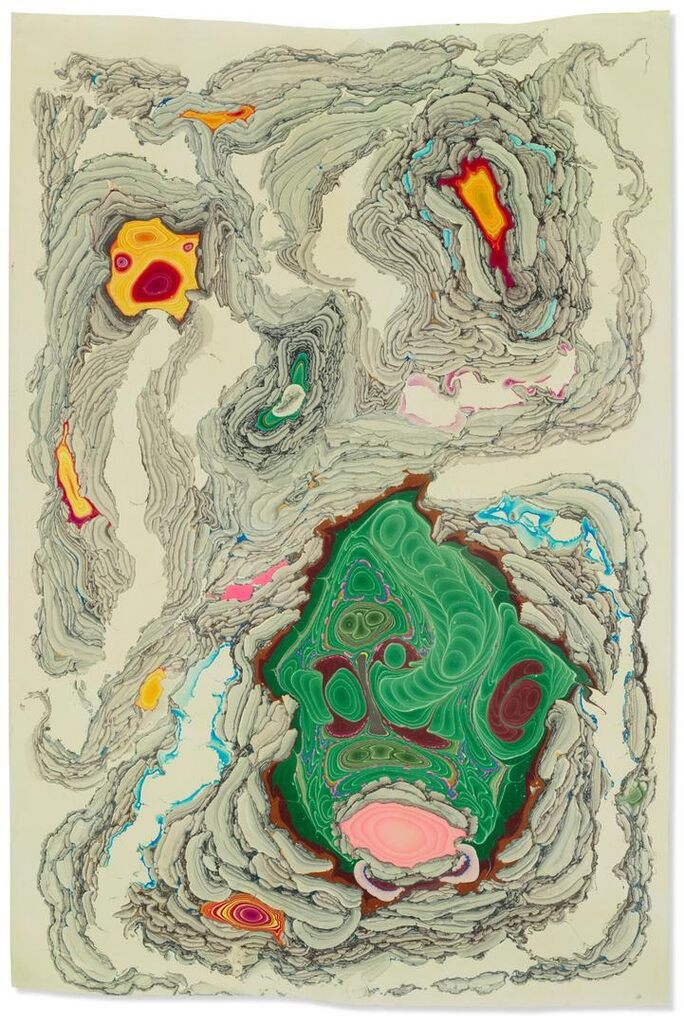 Unstable Talismanic Rendering Pele’s curse Nr. 21 (with gratitude to master marbler Dirk Lange)