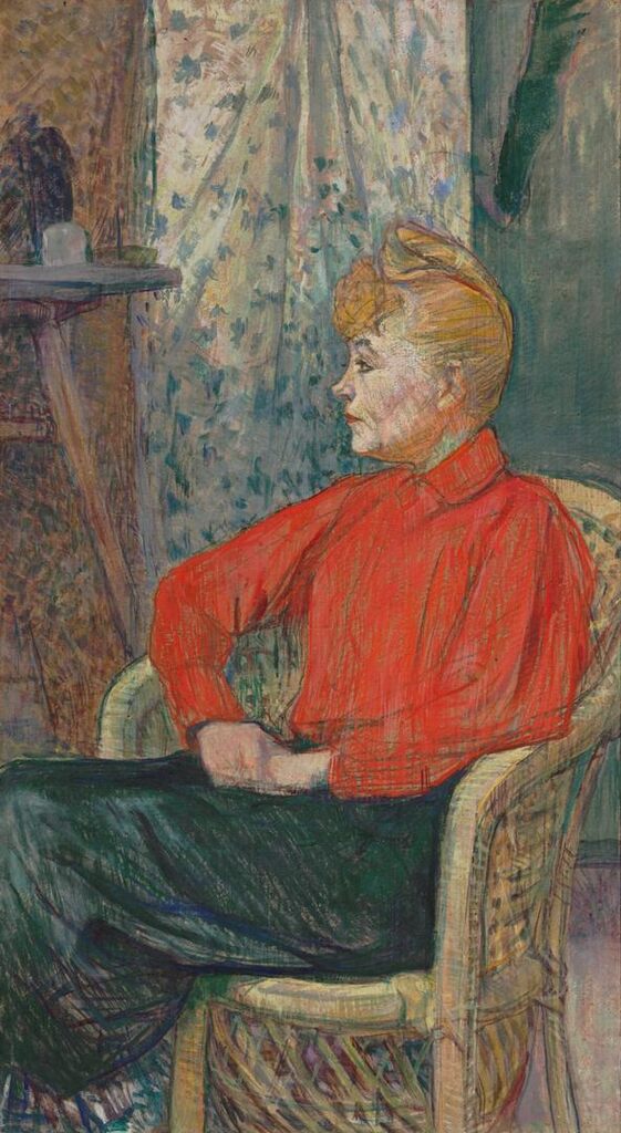 Femme assise de profil vers la gauche