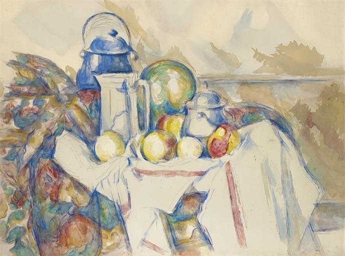 Nature morte avec pot au lait, melon et sucrier