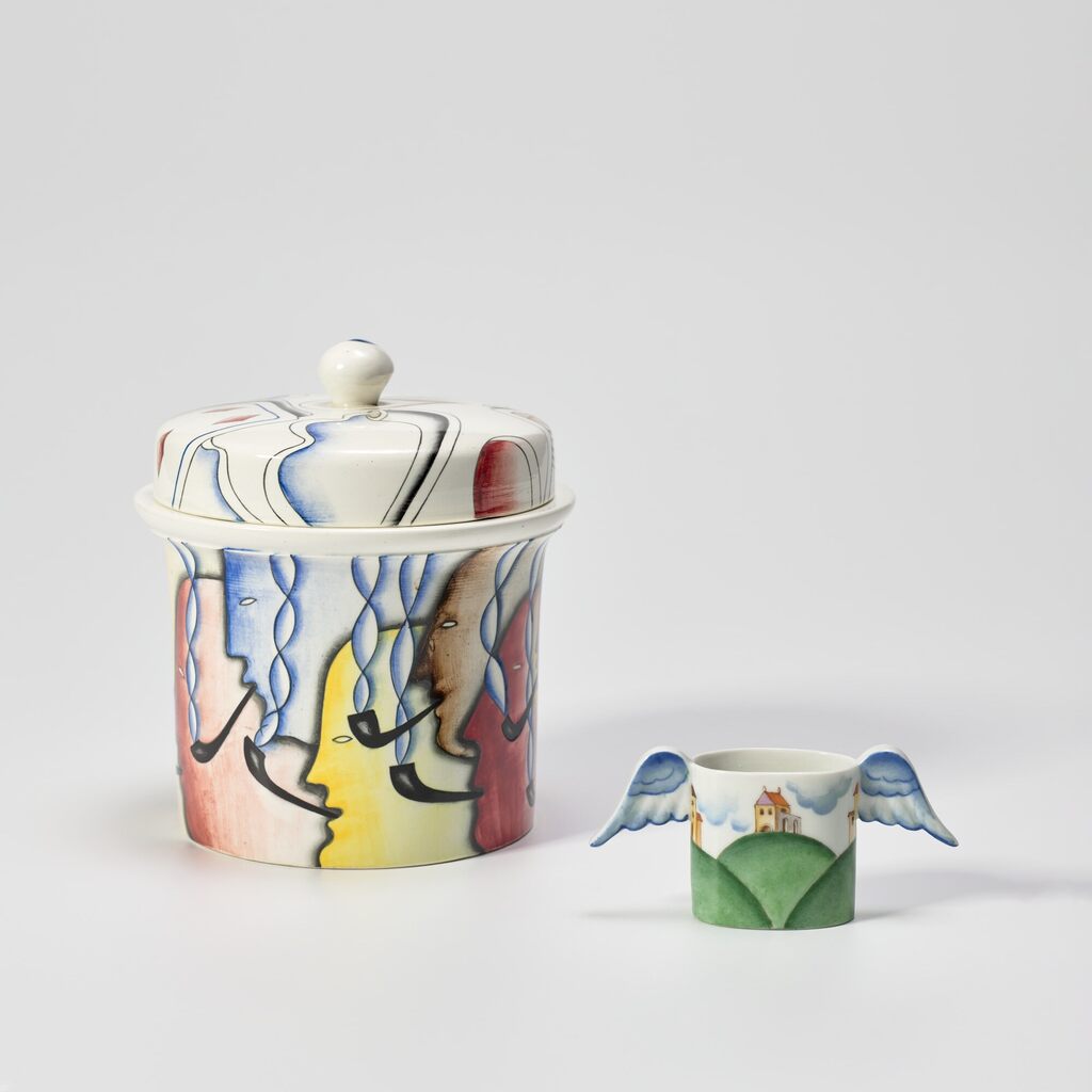 Lidded tobacco jar, model no. 5776 and match holder or jar, model no. 6090