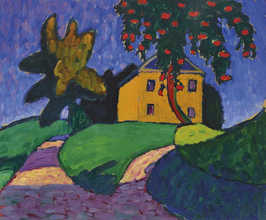 Gelbes Haus mit Apfelbaum (recto); Landschaft (verso)