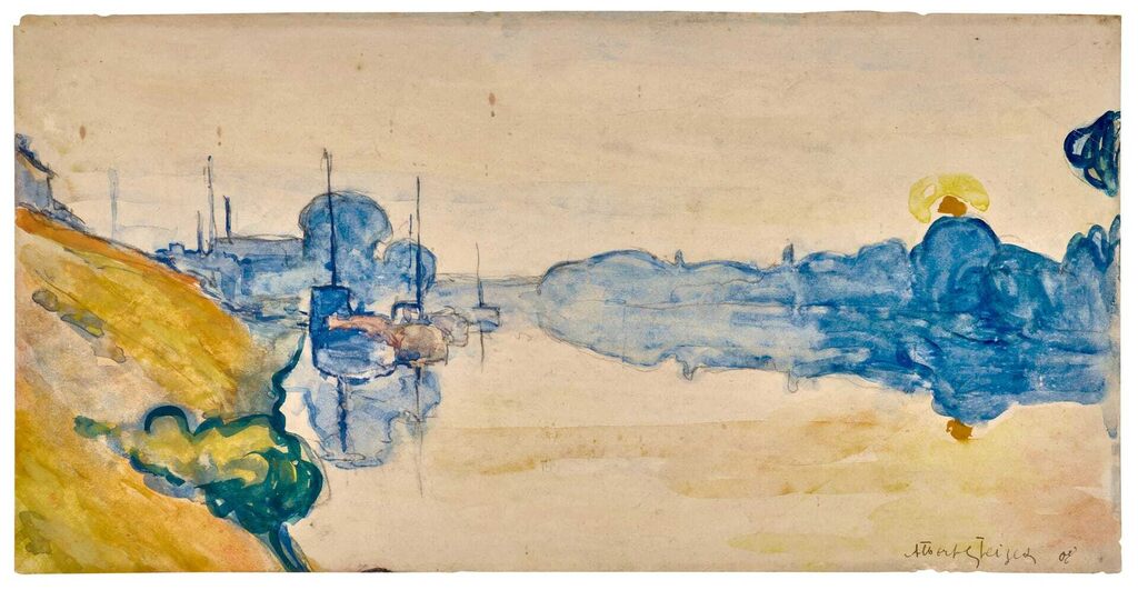 Canal and Boats on the Banks of the Seine at Courbevoie