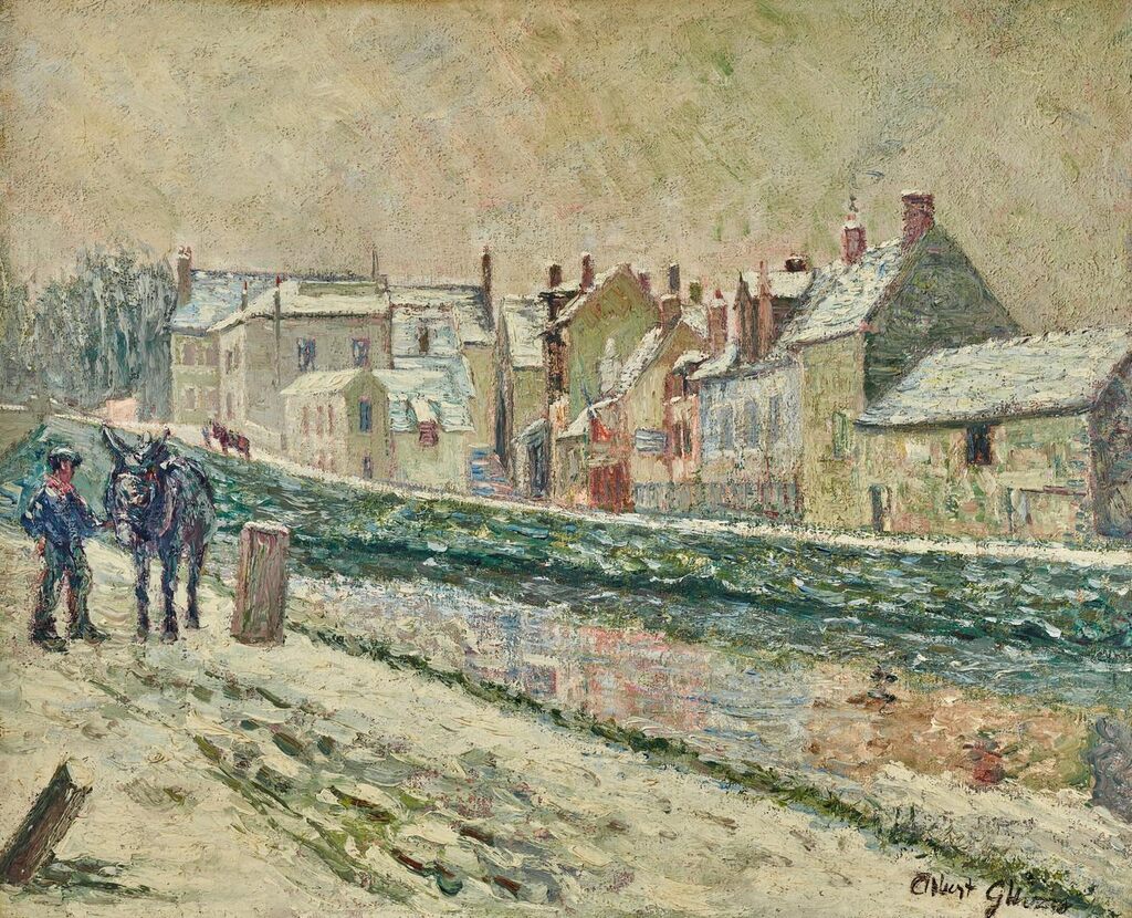 Le village de Moret-sur-Loing sous la neige