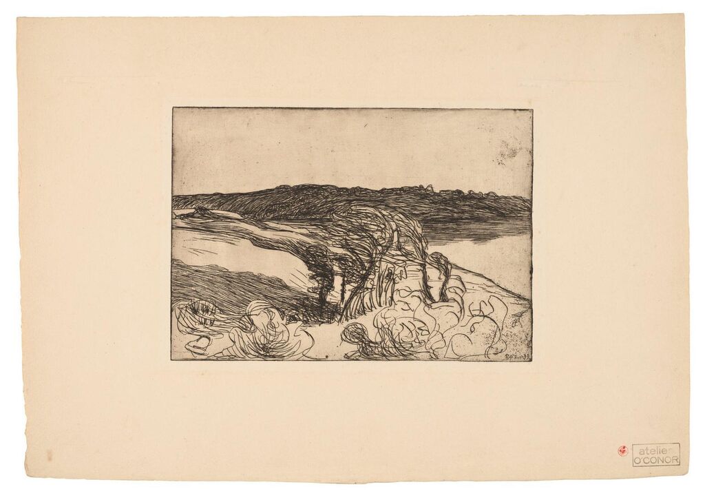 Paysage avec des arbres près d'un aber