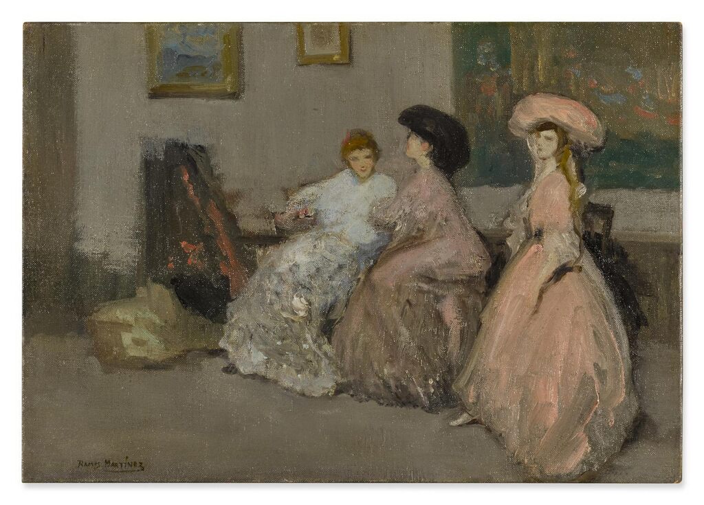 Trois élégantes dans l'atelier de l'artiste